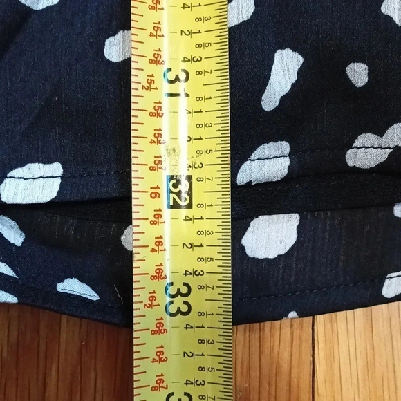 Y2K printed black & white surplice mini dress sheer sleeves lined skirt small - Picture 13 of 16